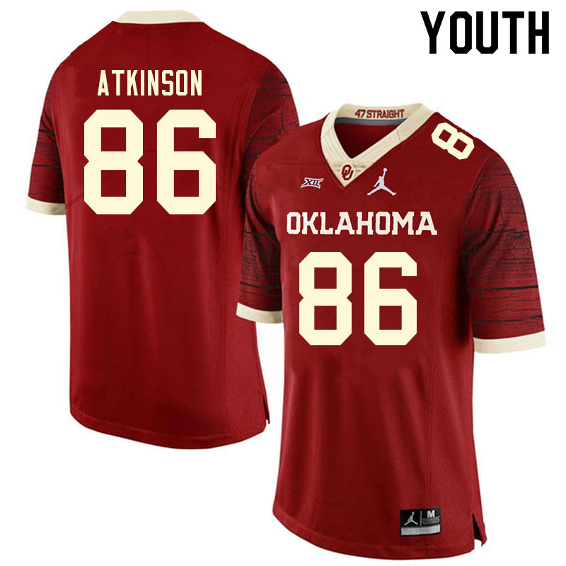 Youth #86 Colt Atkinson Oklahoma Sooners College Football Jerseys Sale-Retro
